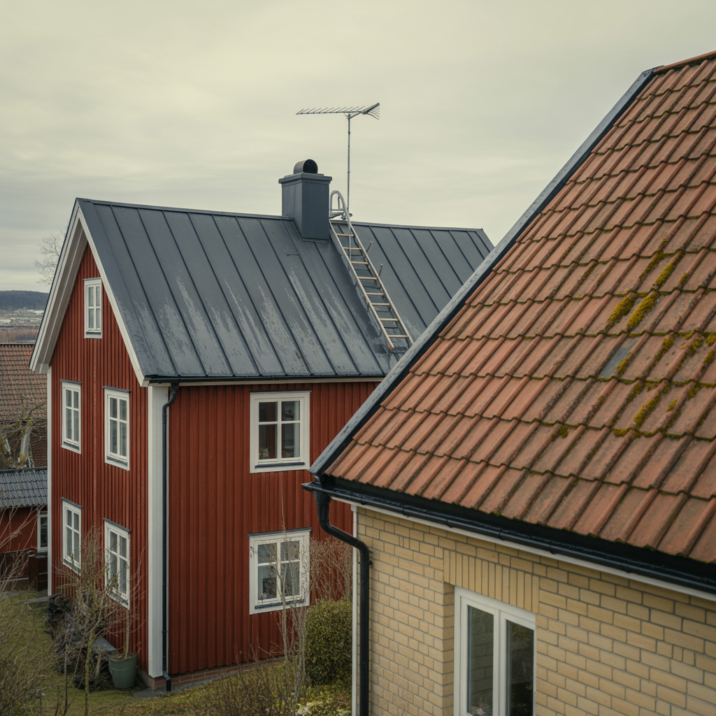 plattak kontra takpannor pris ljud och underhall