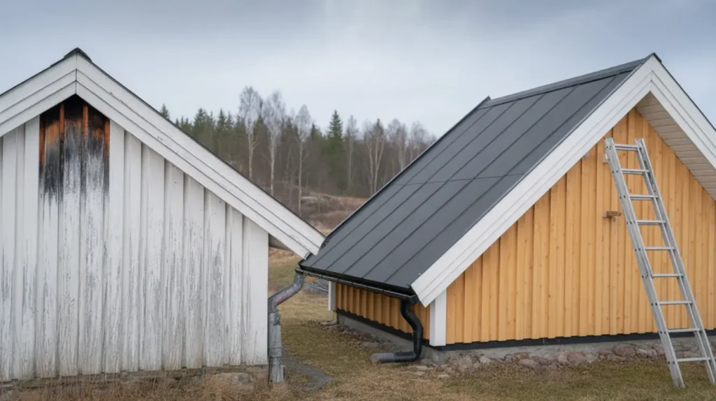 vindskivor och vindskivepl t byt och montera r tt skydda taket mot r ta och l ckage